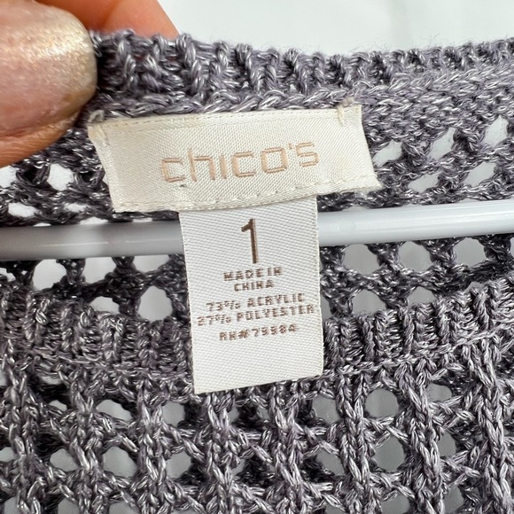 Chico’s light purplish grey sweater long sleeve size 1 - Picture 8 of 9